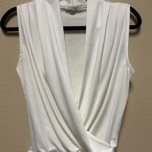 Iris White Drape Sleeveless Blouse